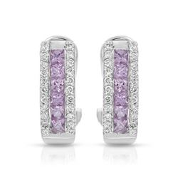 14KT White Gold 1.01ctw Pink Sapphire and Diamond Earrings