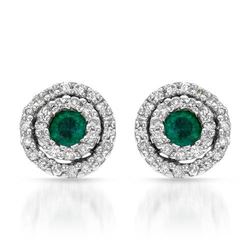 14KT White Gold 0.24ctw Emerald and Diamond Earrings
