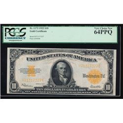 1922 $10 Gold Certificate PCGS 64PPQ