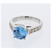 14KT White Gold 1.67ct Blue Topaz and Diamond Ring