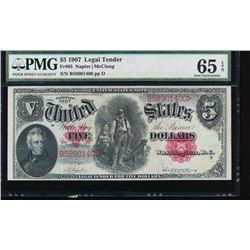 1907 $5 Legal Tender Note PMG 65EPQ