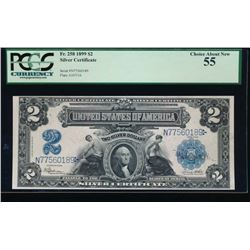 1899 $2 Mini Porthole Silver Certificate PCGS 55