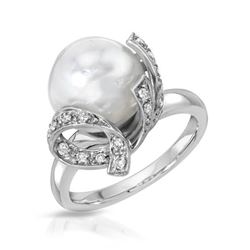 14KT White Gold 9.41ct Pearl and Diamond Ring