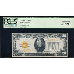 1928 $20 Gold Certificate PCGS 40PPQ