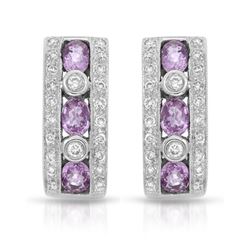 14KT White Gold 1.65ctw Pink Sapphire and Diamond Earrings
