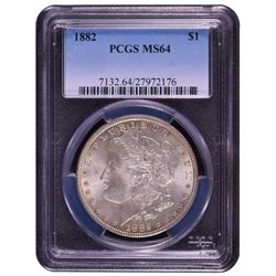 1882 $1 Morgan Silver Dollar Coin PCGS MS64