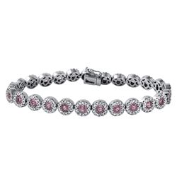 14KT White Gold 6.02ctw Pink Sapphire and Diamond Bracelet