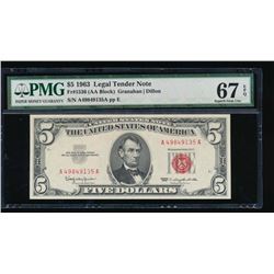 1963 $5 Legal Tender Note PMG 67EPQ