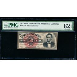 50 Cent Fourth Issue Lincoln Fractional Note PMG 62EPQ