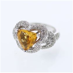 14KT White Gold 2.66ct Citrine and Diamond Ring