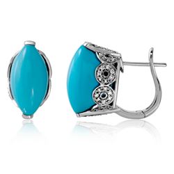 14KT White Gold 13.48ctw Turquoise and Diamond Earrings