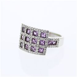 14KT White Gold 1.36ctw Sapphire and Diamond Ring