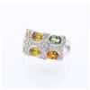Image 1 : 14KT White Gold 3.90ctw Multi Color Sapphire and Diamond Ring