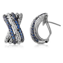 14KT White Gold 0.39ctw Blue Sapphire and Diamond Earrings