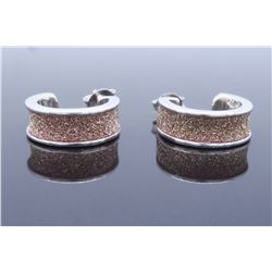 Sterling Silver Pink Glitter Earrings