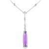 14KT White Gold 8.03ct Amethyst and Diamond Pendant with Chain