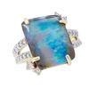 Image 3 : 14KT Yellow Gold Opal and Diamond Ring