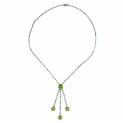 18KT White Gold 1.77ctw Peridot and Diamond Necklace