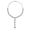 Image 1 : 14KT White Gold 5.64ctw Multi Color Sapphire and Diamond Necklace