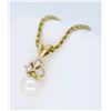 Image 4 : 14KT Yellow Gold 8.1mm Pearl and Diamond Pendant with Chain