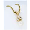 Image 5 : 14KT Yellow Gold 8.1mm Pearl and Diamond Pendant with Chain
