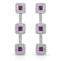 14KT White Gold 1.00ctw Ruby and Diamond Earrings