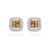 14KT White Gold 0.30ctw Yellow Sapphire and Diamond Earrings