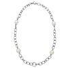 14KT White Gold 36.65ctw Pearl and Diamond Necklace