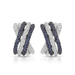 14KT White Gold 0.75ctw Blue Sapphire and Diamond Earrings