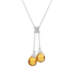 14KT White Gold 4.71ctw Citrine and Diamond Pendant with Chain