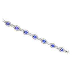14KT White Gold 10.28ctw Tanzanite and Diamond Bracelet