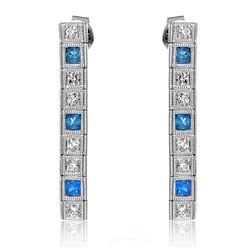 14KT White Gold 0.53ctw Blue Sapphire and Diamond Earrings