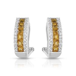14KT White Gold 1.40ctw Yellow Sapphire and Diamond Earrings