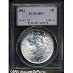 1922 $1 MS67 PCGS.