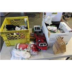 TOTE AND BOX OF NEW ITEMS