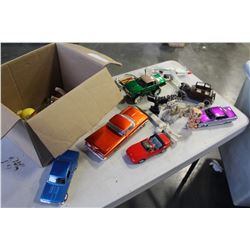 BOX OF CARS FIGURES AND COLLECTIBLES