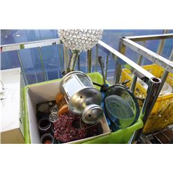 TOTE OF CANDLES AND CANDLE STANDS