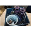 Image 1 : BLUE CRATE OF COLORED GLASSWARE