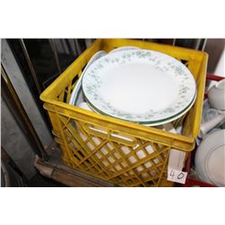 YELLOW CRATE OF DISHES