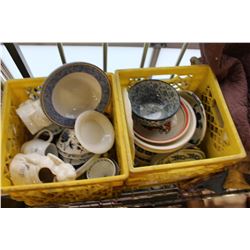 TWO CRATES OF EASTERN DISHES