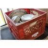 Image 2 : RED CRATE OF DISHES PLATES AND BOWLS