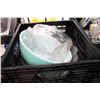 Image 1 : BLACK CRATE OF PYREX AND GLASS BOWLS