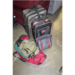 LOT OF LUGGAGE AND BAGS