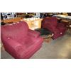 Image 1 : TWO RED UPHOLSTERED OVERSIZED ARMCHAIRS