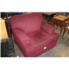 Image 3 : TWO RED UPHOLSTERED OVERSIZED ARMCHAIRS