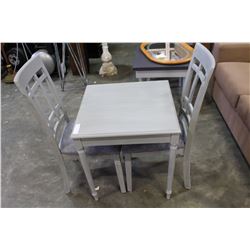 SMALL GREY DINETTE TABLE AND TWO CHAIRS