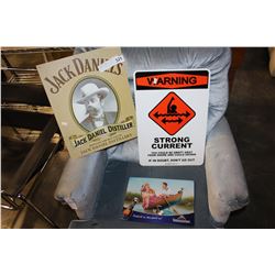 THREE TIN SIGNS