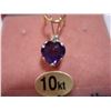 Image 2 : 10KT YELLOW GOLD GENUINE AMETHYST AND TOPAZ HEART PENDANT WITH APPRAISAL $200.00