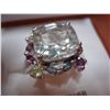 Image 2 : STERLING SILVER GENUINE GREEN QUARTZ AND GEMSTONE RING WITH APPRAISEL $795.00