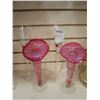 Image 1 : TWO ART GLASS CHAMPAGNE FLUTES AND PAIR OF ART GLASS VASES